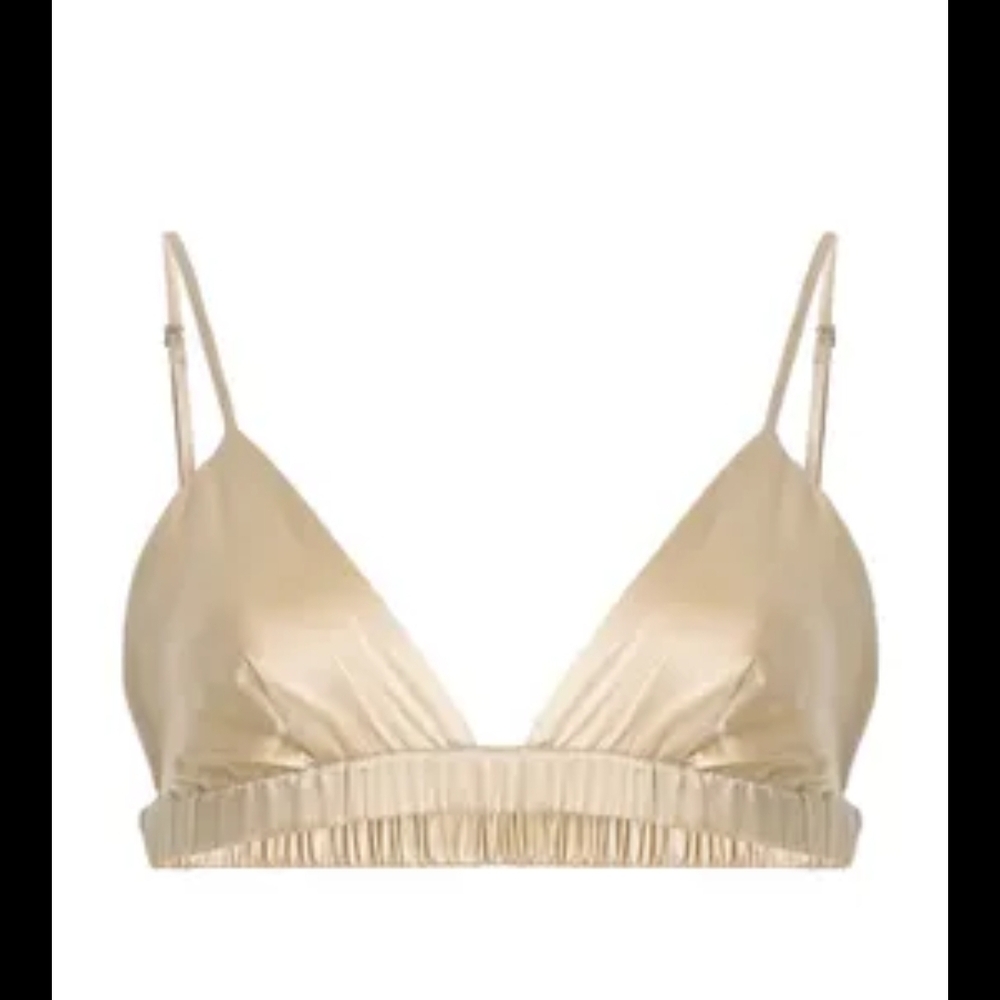 Anine Bing Silk Satin Bralette in Champagne
